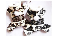 HKM-3390013 Fawn Snowflake Print Dog Outfit with Soft Fabric and Fur Ball Accents