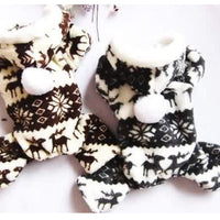 HKM-3390013 Fawn Snowflake Print Dog Outfit with Soft Fabric and Fur Ball Accents