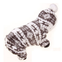 HKM-3390013 Fawn Snowflake Print Dog Outfit with Soft Fabric and Fur Ball Accents