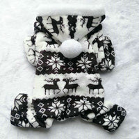 HKM-3390013 Fawn Snowflake Print Dog Outfit with Soft Fabric and Fur Ball Accents