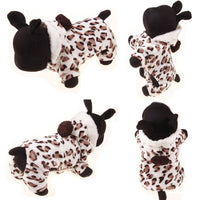 HKM-3390013 Fawn Snowflake Print Dog Outfit with Soft Fabric and Fur Ball Accents