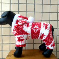 HKM-3390013 Fawn Snowflake Print Dog Outfit with Soft Fabric and Fur Ball Accents