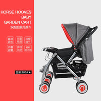HKM-339027 Double Seat Twins Stroller - Side by Side Baby Pram with Adjustable Canopy and Safety Features