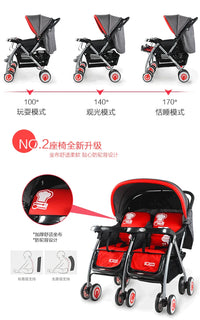 HKM-339027 Double Seat Twins Stroller - Side by Side Baby Pram with Adjustable Canopy and Safety Features
