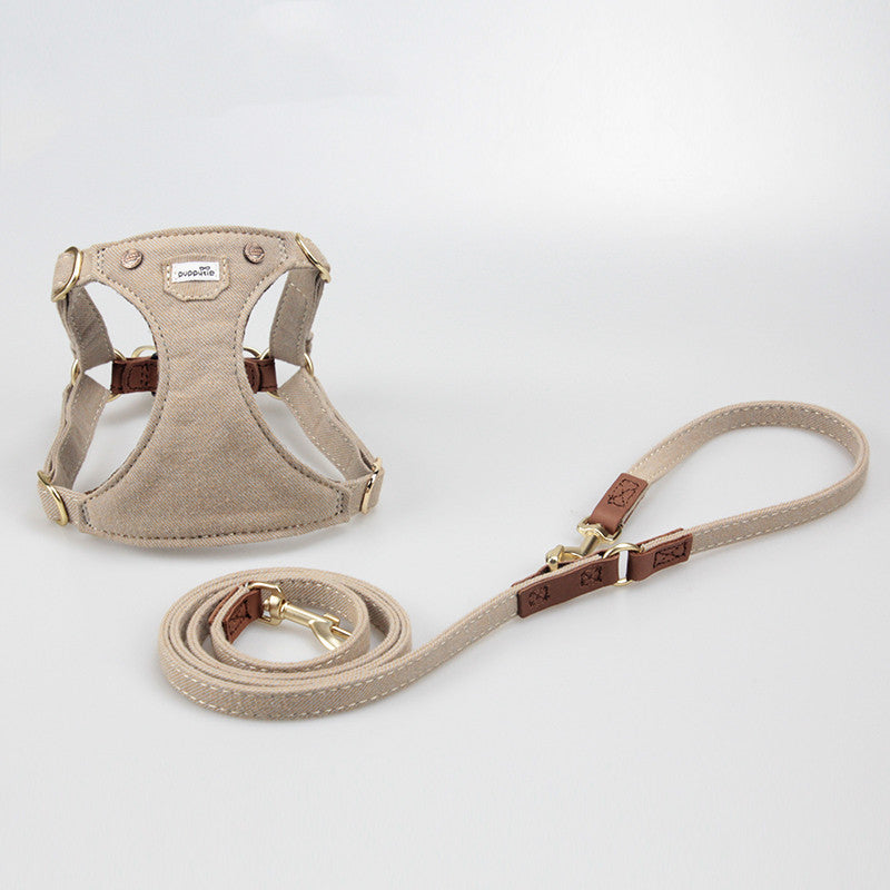 HKM-3390909 Adjustable Denim Dog Harness for Small to Medium Dogs - Comfortable and Durable Design
