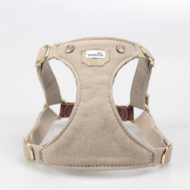 HKM-3390909 Adjustable Denim Dog Harness for Small to Medium Dogs - Comfortable and Durable Design