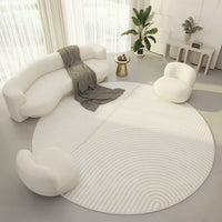HKM-339219 Round Velvet Carpet - Simple Cream Color Non-Slip Mat for Living Room, Bedroom, and Porch