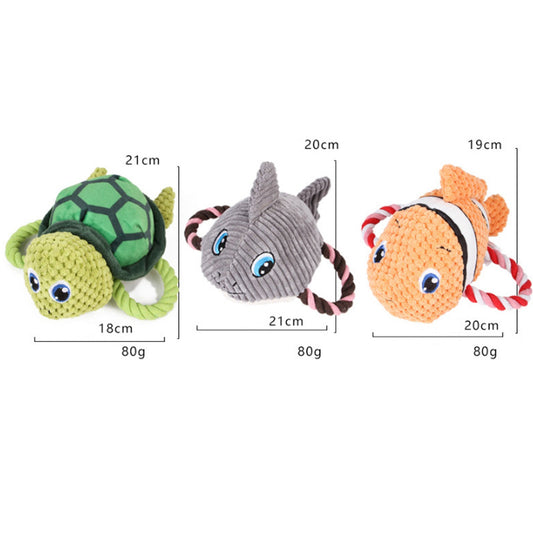 HKM-3394877 Interactive Turtle-Shaped Chew Toy for Dogs - Plush Knot Toy for Pets