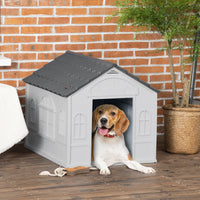 HKM-3395261 Water-Resistant Indoor/Outdoor Dog House with Large Door and Easy Assembly for Small to Medium Dogs - Gray