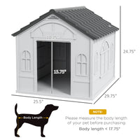 HKM-3395261 Water-Resistant Indoor/Outdoor Dog House with Large Door and Easy Assembly for Small to Medium Dogs - Gray