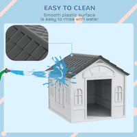 HKM-3395261 Water-Resistant Indoor/Outdoor Dog House with Large Door and Easy Assembly for Small to Medium Dogs - Gray