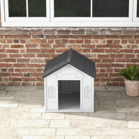 HKM-3395261 Water-Resistant Indoor/Outdoor Dog House with Large Door and Easy Assembly for Small to Medium Dogs - Gray