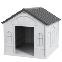HKM-3395261 Water-Resistant Indoor/Outdoor Dog House with Large Door and Easy Assembly for Small to Medium Dogs - Gray