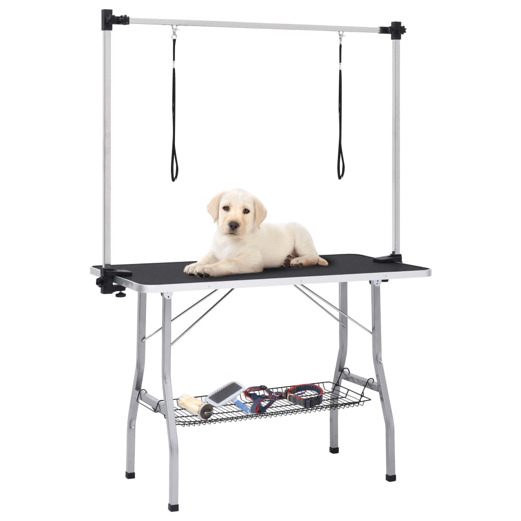 HKM-3395389 Adjustable Dog Grooming Table with Non-Slip Surface and Height-Adjustable Arm