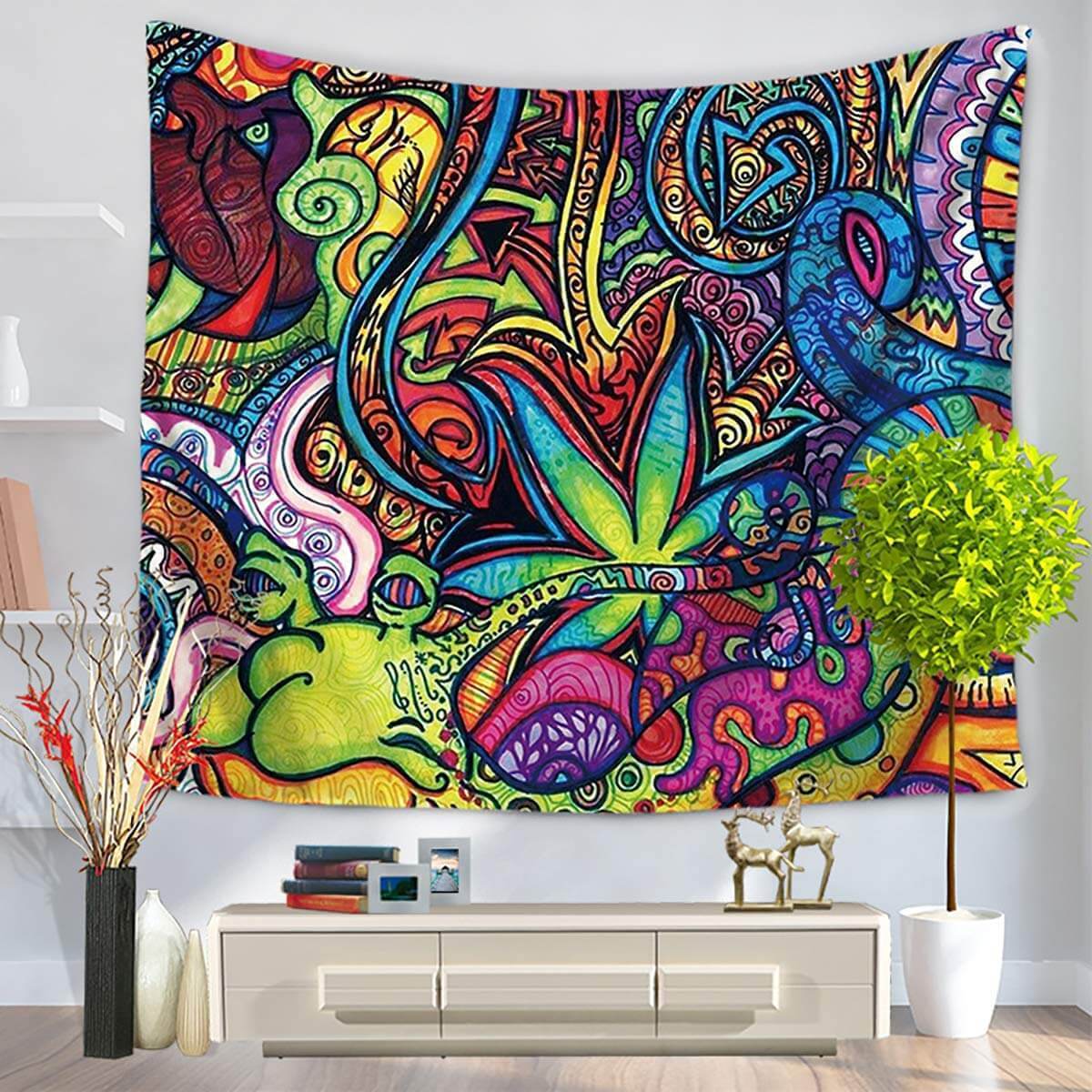 HKM-339539 Psychedelic Doodles Tapestry in Durable 100% Polyester Fabric