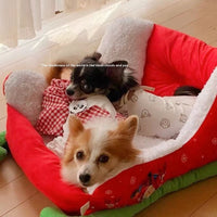 HKM-3395645 Cozy Winter Cat Nest Bed - Soft Cloth Pet Shelter 63x45x33cm