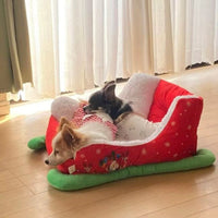 HKM-3395645 Cozy Winter Cat Nest Bed - Soft Cloth Pet Shelter 63x45x33cm