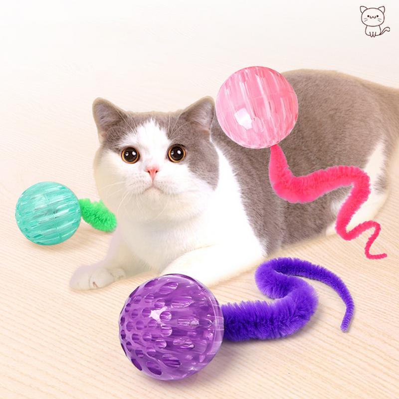 HKM-3395773 Interactive Bouncy Cat Toy with Tail - Safe Indoor Fun for Cats and Kittens
