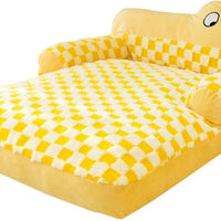 HKM-339667 Plush Washable Dog and Cat Sofa Bed with Antislip Base - Cozy Nest for Small Breeds, Available in Multiple Sizes