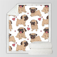 HKM-339795 Winter Thick Double-Layer Printed Cotton Fleece Blanket with Hood - Puppy Series