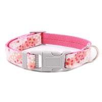HKM-3399357 Floral Adjustable Dog Collar with Bow Tie - Double Layer Fabric for All Seasons