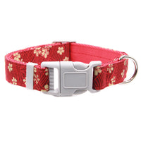 HKM-3399357 Floral Adjustable Dog Collar with Bow Tie - Double Layer Fabric for All Seasons