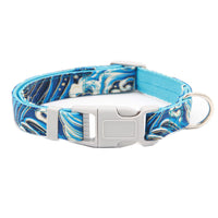 HKM-3399357 Floral Adjustable Dog Collar with Bow Tie - Double Layer Fabric for All Seasons