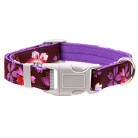 HKM-3399357 Floral Adjustable Dog Collar with Bow Tie - Double Layer Fabric for All Seasons
