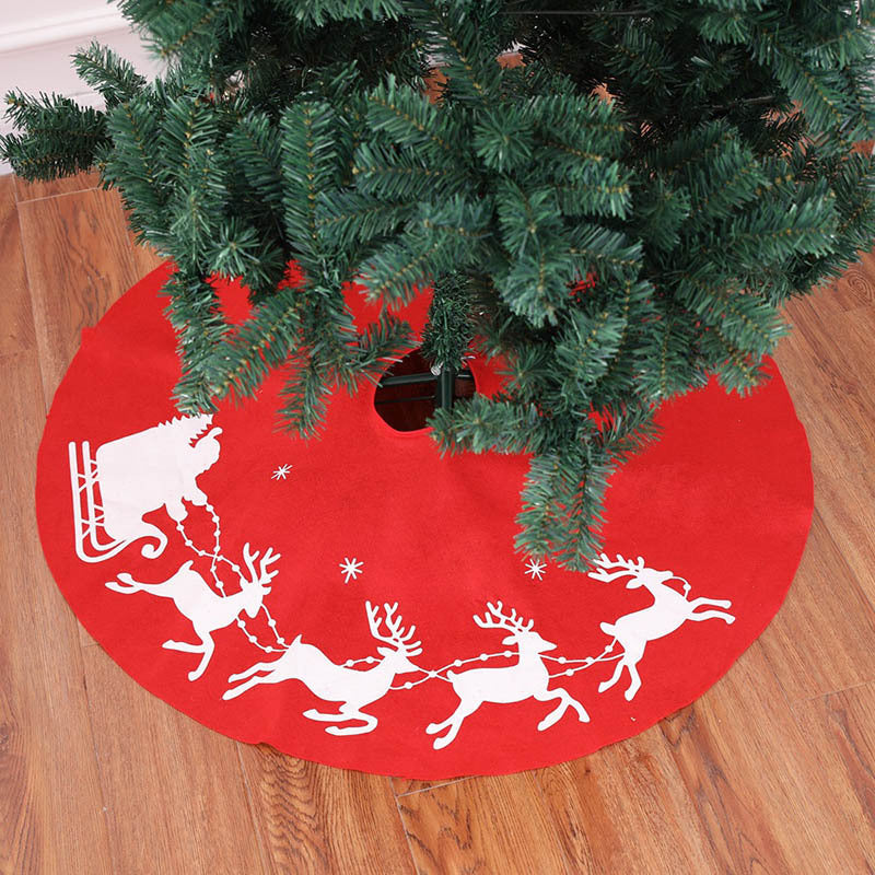 HKM-339987 Christmas Elk Print Polyester Tree Skirt Decoration - 100cm Diameter