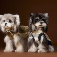 HKM-3401917 Striped Casual Sleeveless Sweater for Pets - Black, Coffee, Beige - Sizes XS to XXL