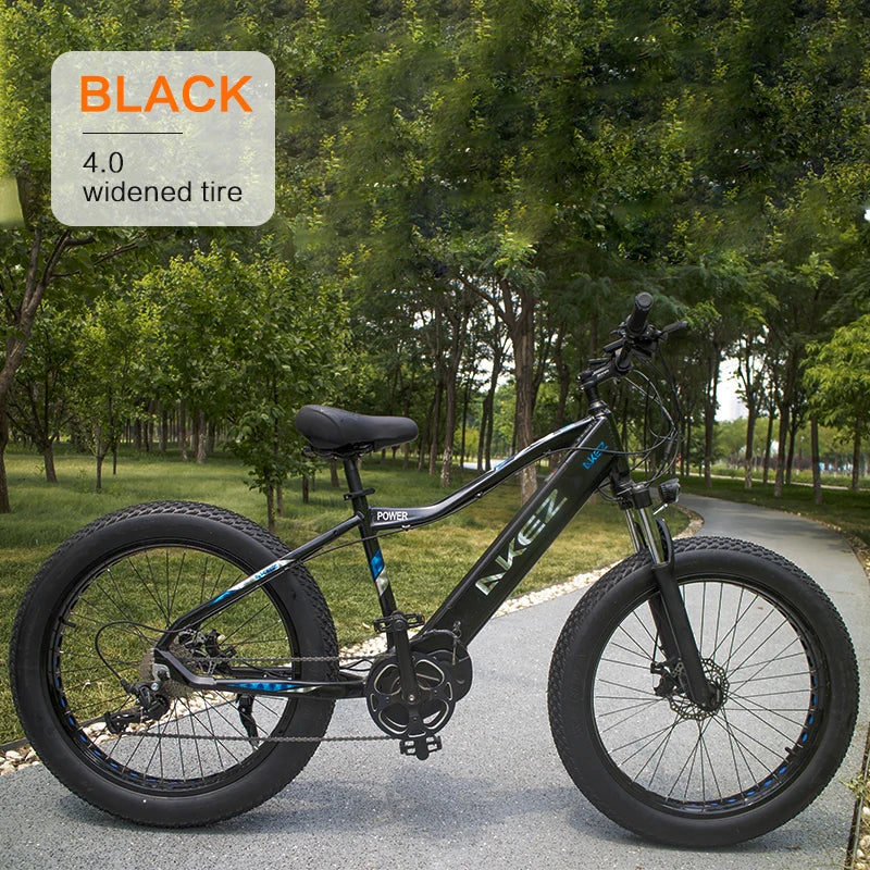 HKM-340307 48V 500W Mid-Motor Fat Tire Electric Bike for Snow & Off-Road with Aluminum Alloy Frame and Hydraulic Disc Brakes