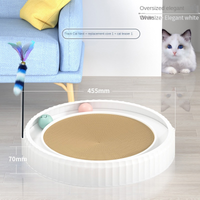 HKM-3403325 Round Cat Scratching Board with Removable Cardboard Pad and Toy Balls for Furniture Protection