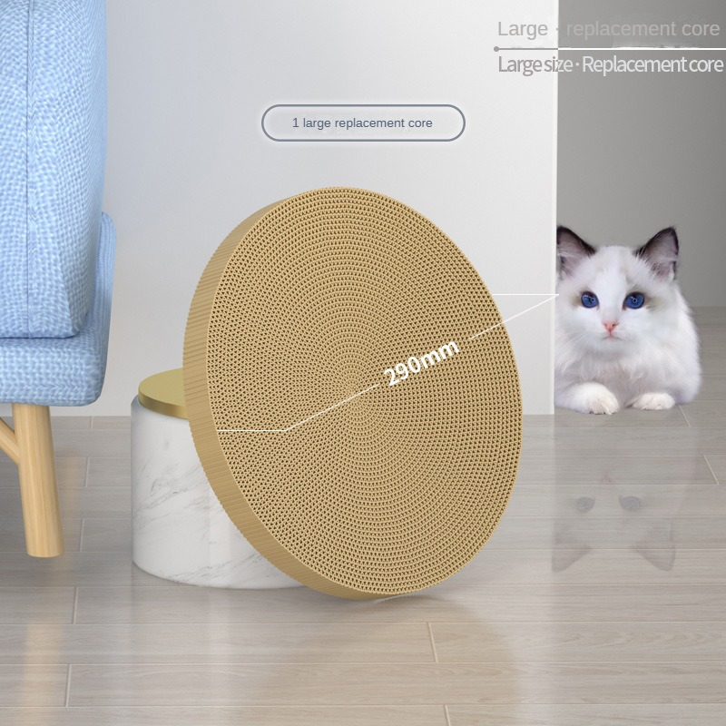 HKM-3403325 Round Cat Scratching Board with Removable Cardboard Pad and Toy Balls for Furniture Protection