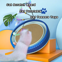 HKM-3403325 Round Cat Scratching Board with Removable Cardboard Pad and Toy Balls for Furniture Protection