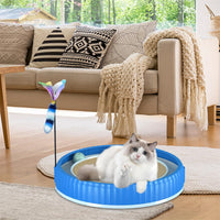 HKM-3403325 Round Cat Scratching Board with Removable Cardboard Pad and Toy Balls for Furniture Protection