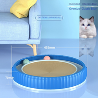 HKM-3403325 Round Cat Scratching Board with Removable Cardboard Pad and Toy Balls for Furniture Protection