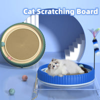 HKM-3403325 Round Cat Scratching Board with Removable Cardboard Pad and Toy Balls for Furniture Protection