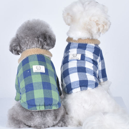 HKM-3403709 Cotton Dog Coat with Lamb Fur Collar in Various Colors and Sizes