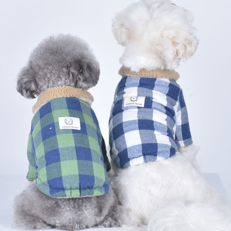 HKM-3403709 Cotton Dog Coat with Lamb Fur Collar in Various Colors and Sizes