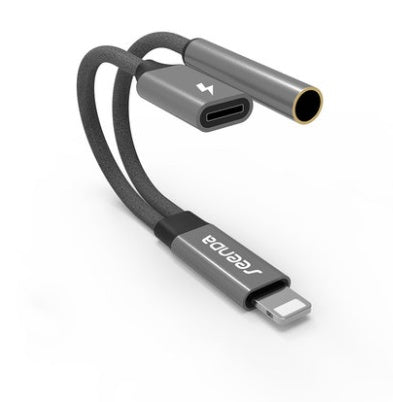 HKM-340371 Lightning to Dual Headphone Adapter with Charging and Control – Compatible with iPhone Models, 1m Length