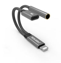 HKM-340371 Lightning to Dual Headphone Adapter with Charging and Control – Compatible with iPhone Models, 1m Length