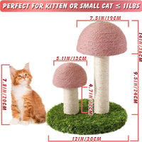 HKM-3404605 Mushroom Cat Scratching Post with Natural Sisal Caps and Sturdy Base for Small Cats