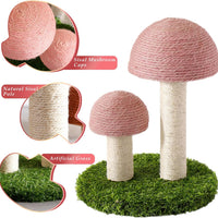 HKM-3404605 Mushroom Cat Scratching Post with Natural Sisal Caps and Sturdy Base for Small Cats