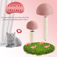 HKM-3404605 Mushroom Cat Scratching Post with Natural Sisal Caps and Sturdy Base for Small Cats