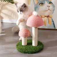 HKM-3404605 Mushroom Cat Scratching Post with Natural Sisal Caps and Sturdy Base for Small Cats