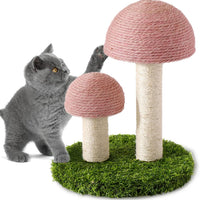 HKM-3404605 Mushroom Cat Scratching Post with Natural Sisal Caps and Sturdy Base for Small Cats