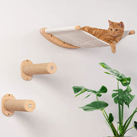 HKM-3404733 Stylish Wall-Mounted Wooden Cat Bed and Climber Set