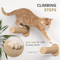 HKM-3404733 Stylish Wall-Mounted Wooden Cat Bed and Climber Set