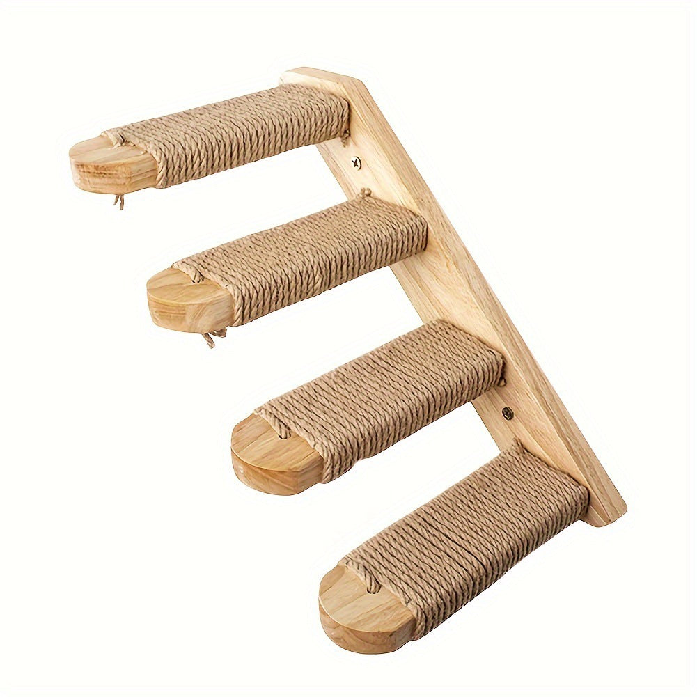 HKM-3404733 Stylish Wall-Mounted Wooden Cat Bed and Climber Set