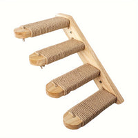 HKM-3404733 Stylish Wall-Mounted Wooden Cat Bed and Climber Set